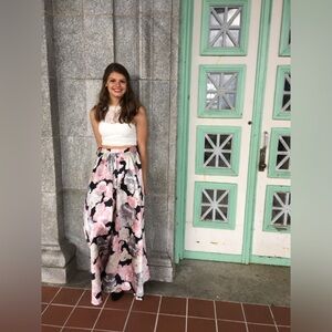 Prom Dress Floral Two Piece